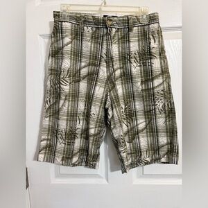 First Wave Green and White Print Shorts